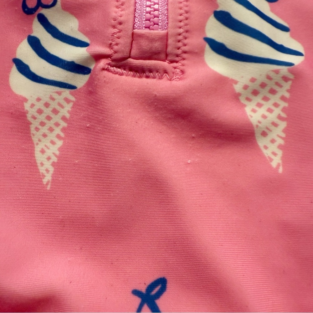 Tea Collection pink ice cream cone rash guard zip swim bathing suit 8 girls - Picture 5 of 6